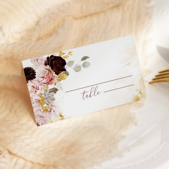 Burgundy gold fall wedding place cards (Creator Uploaded)
