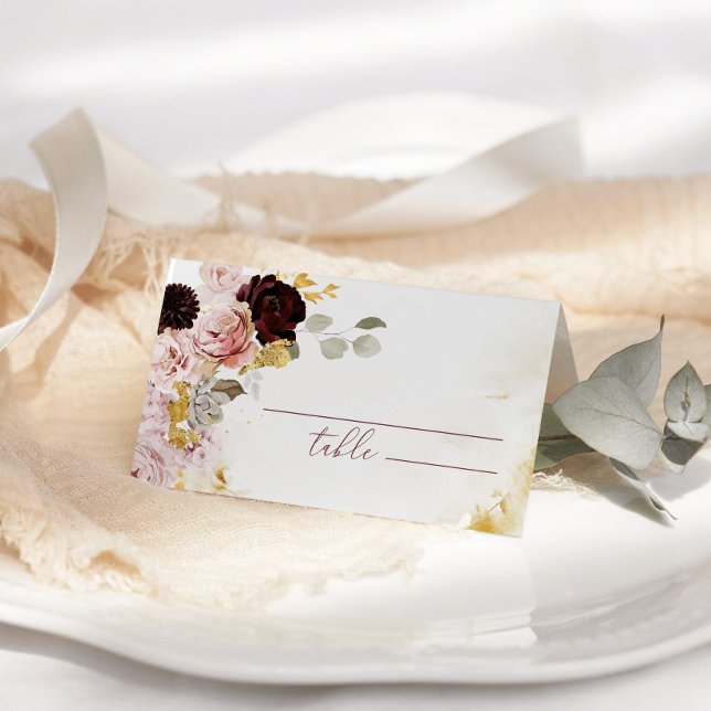 Burgundy gold fall wedding place cards (Creator Uploaded)