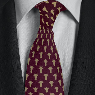 Burgundy & Gold Farmer Rancher Cow Head Tie
