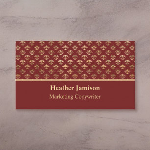 Burgundy Gold Fleur de Lis Marketing Copywriter Business Card