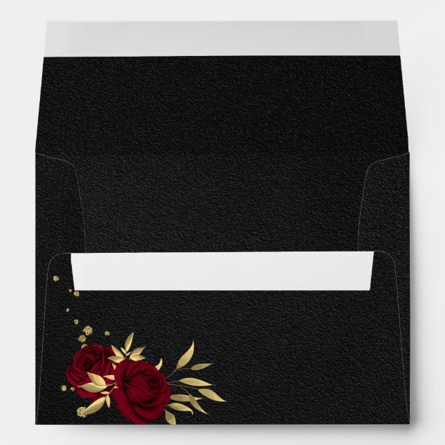 burgundy gold floral black wedding envelope (Back (Bottom))