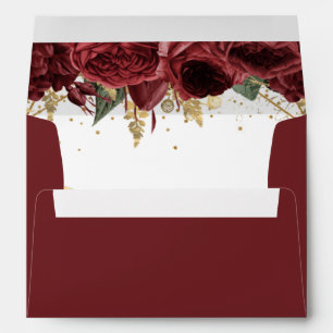 Burgundy Gold Floral Envelope