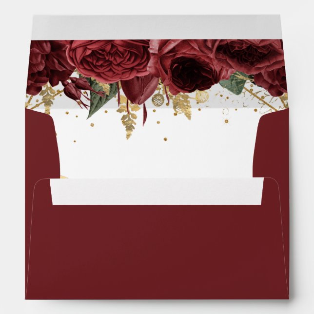  Burgundy Gold Floral  Envelope (Back (Bottom))