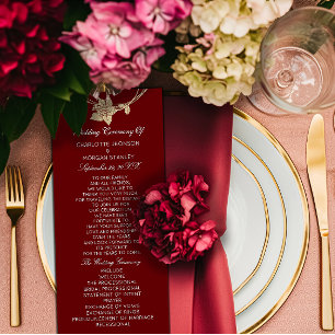 Burgundy Gold Floral Event Program Maroon Red Programme
