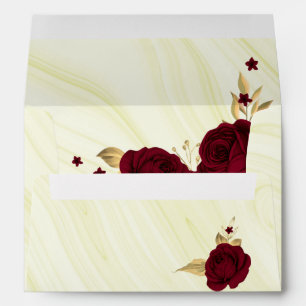burgundy gold floral marble wedding envelope