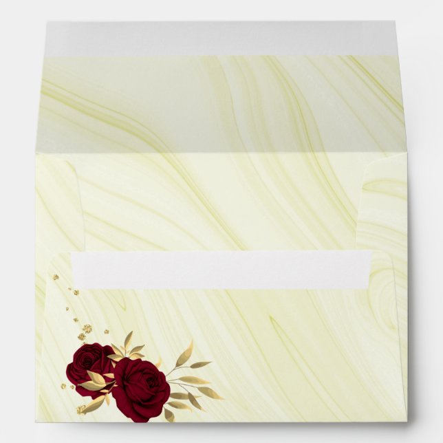 burgundy gold floral marble wedding envelope (Back (Bottom))