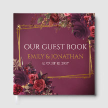 Burgundy Gold Floral Personalised Wedding