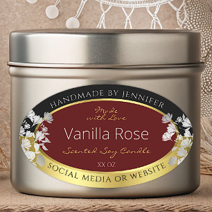 Burgundy Gold Floral Product Labels Silver Flowers