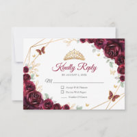 Burgundy Gold Floral Quinceanera Reply