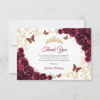 Burgundy Gold Floral Quinceanera