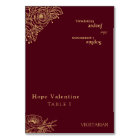Burgundy Gold Floral Wedding Foldable Place Card