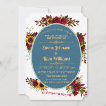 Burgundy Gold Floral Wedding Invitation