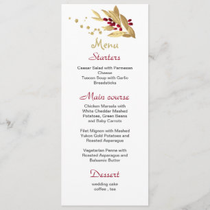 burgundy & gold floral wedding menu