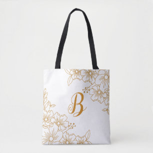 Burgundy Gold Floral Wreath  Tote Bag