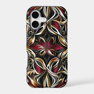 Burgundy Gold Flower Repetitive Pattern