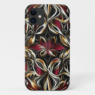 Burgundy Gold Flower Repetitive Pattern Case-Mate iPhone Case