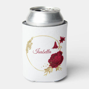 burgundy & gold flowers elegant wedding  can cooler