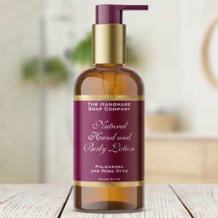 Burgundy & Gold Foil Cosmetics Bottle Label