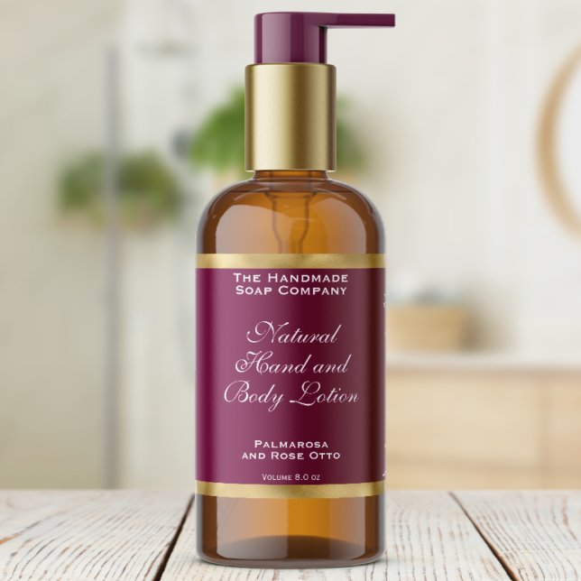 Burgundy & Gold Foil Cosmetics Bottle Label (Creator Uploaded)