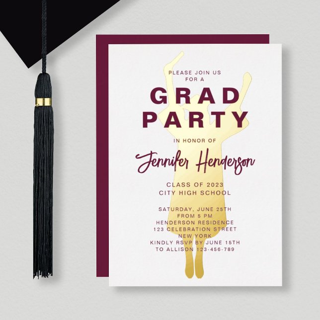 Burgundy Gold Foil Graduation Party (Creator Uploaded)