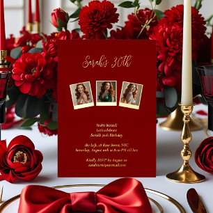 Burgundy & Gold Foil Photo 30th Birthday