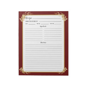 Burgundy Gold Foliage Recipe Binder Notepad