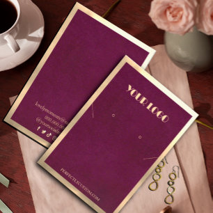 Burgundy Gold Frame Modern necklace earrings  Business Card