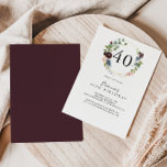Burgundy Gold Geometric 40th Birthday Party Invitation<br><div class="desc">This burgundy gold geometric 40th birthday party invitation is perfect for a modern birthday party. The elegant boho design features watercolor navy,  blush pink and wine shade flowers with artistic penciled details.</div>