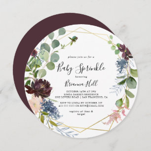 Burgundy Gold Geometric Baby Sprinkle Invitation