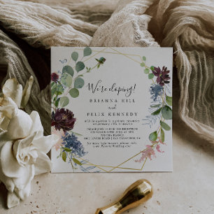 Burgundy Gold Geometric Elopement Reception Invitation