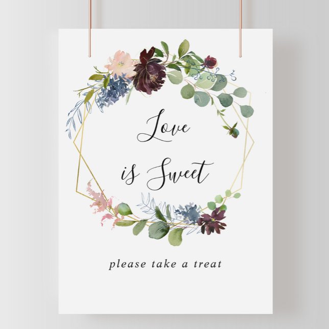 Burgundy Gold Geometric Love Is Sweet Sign (Creator Uploaded)