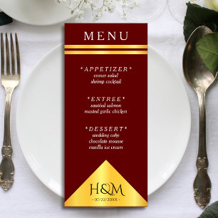 Burgundy & Gold Geometric Stripe Wedding Reception Menu