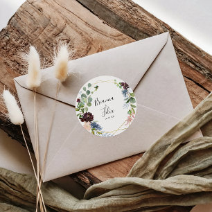 Burgundy Gold Geometric Wedding Envelope Seals