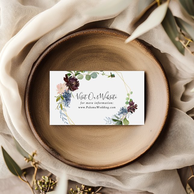 Burgundy Gold Geometric Wedding Website Enclosure Card (Creator Uploaded)