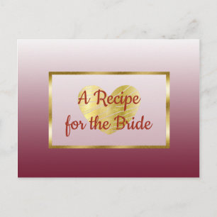 Burgundy & Gold Gradient wedding Recipe Card