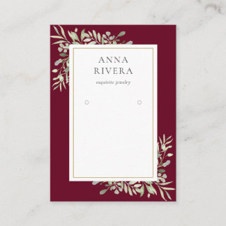 Burgundy Gold Greenery Earring Display Card