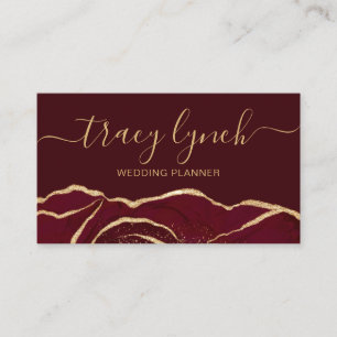 Burgundy Gold Handwritten Script Calligraphy Business Card