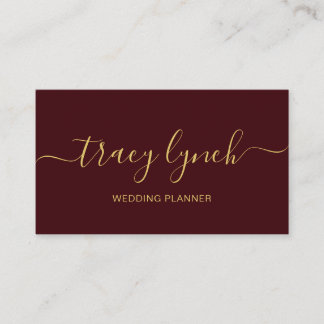 Burgundy Gold Handwritten Script Calligraphy Business Card