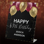 Burgundy Gold Happy 80th Birthday Pedestal Sign<br><div class="desc">Elegant faux burgundy and gold glitter balloons on the top border. All text is adjustable and easy to change for your own party needs. any year,  age can be changed</div>