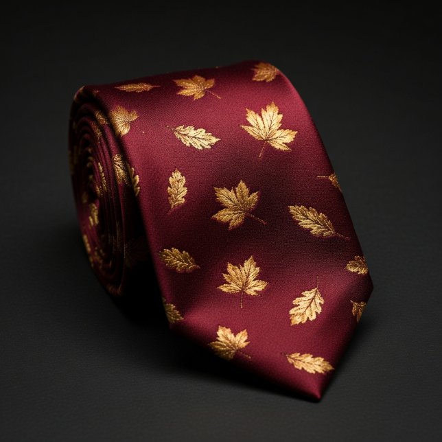 Burgundy Gold Leaf Elegance Tie (Creator Uploaded)