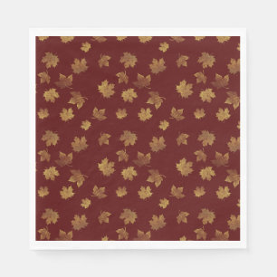 Burgundy & Gold Leaf Fall Napkin