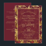 Burgundy & Gold Leaves Calligraphy QR Code Wedding Invitation<br><div class="desc">This rustic boho chic wedding invitation features a beautiful watercolor design with lacy calligraphy and a watercolor background of leaves and foliage in shades of burgundy and gold. The back has room for you to list details and information along with a customizable QR code to direct your guests to your...</div>
