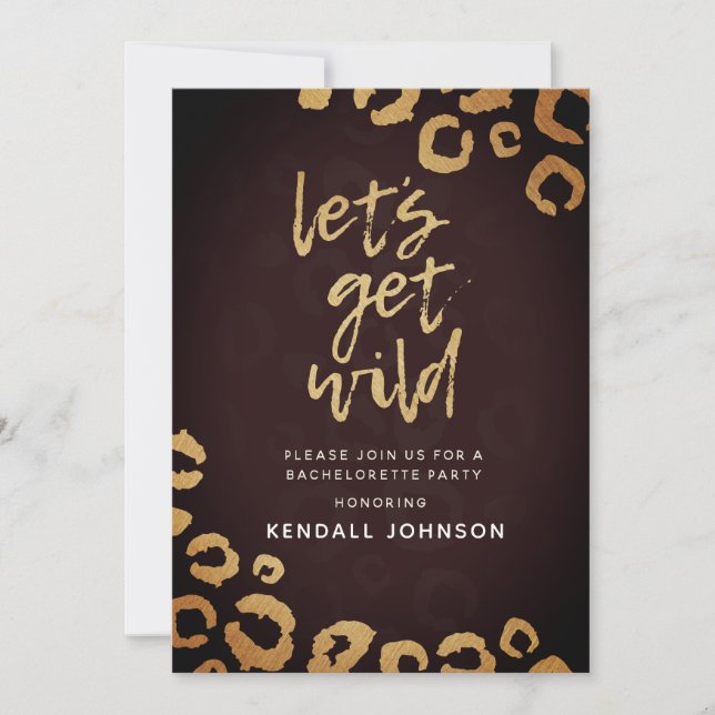 Burgundy & Gold Leopard Bachelorette Party Invite (Front)