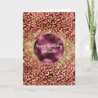 Burgundy Gold Leopard Print Glitzy Glitter