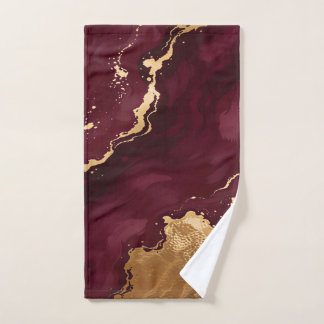 Burgundy Gold Luxury Trendy Collection Bath Towel Set