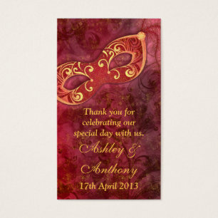 Burgundy Gold Masquerade Wedding Favour Tags