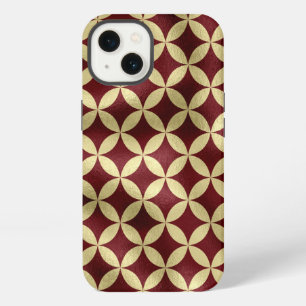 Burgundy gold metallic peel pattern iPhone 13 case