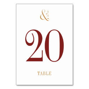 burgundy & gold minimalist fall wedding table card