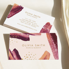 Burgundy & Gold Modern Artistic Brush Texture  Business Card at Zazzle