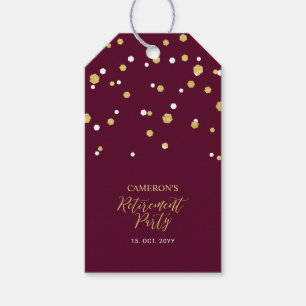 Burgundy & Gold   Modern Retirement Party Favour Gift Tags